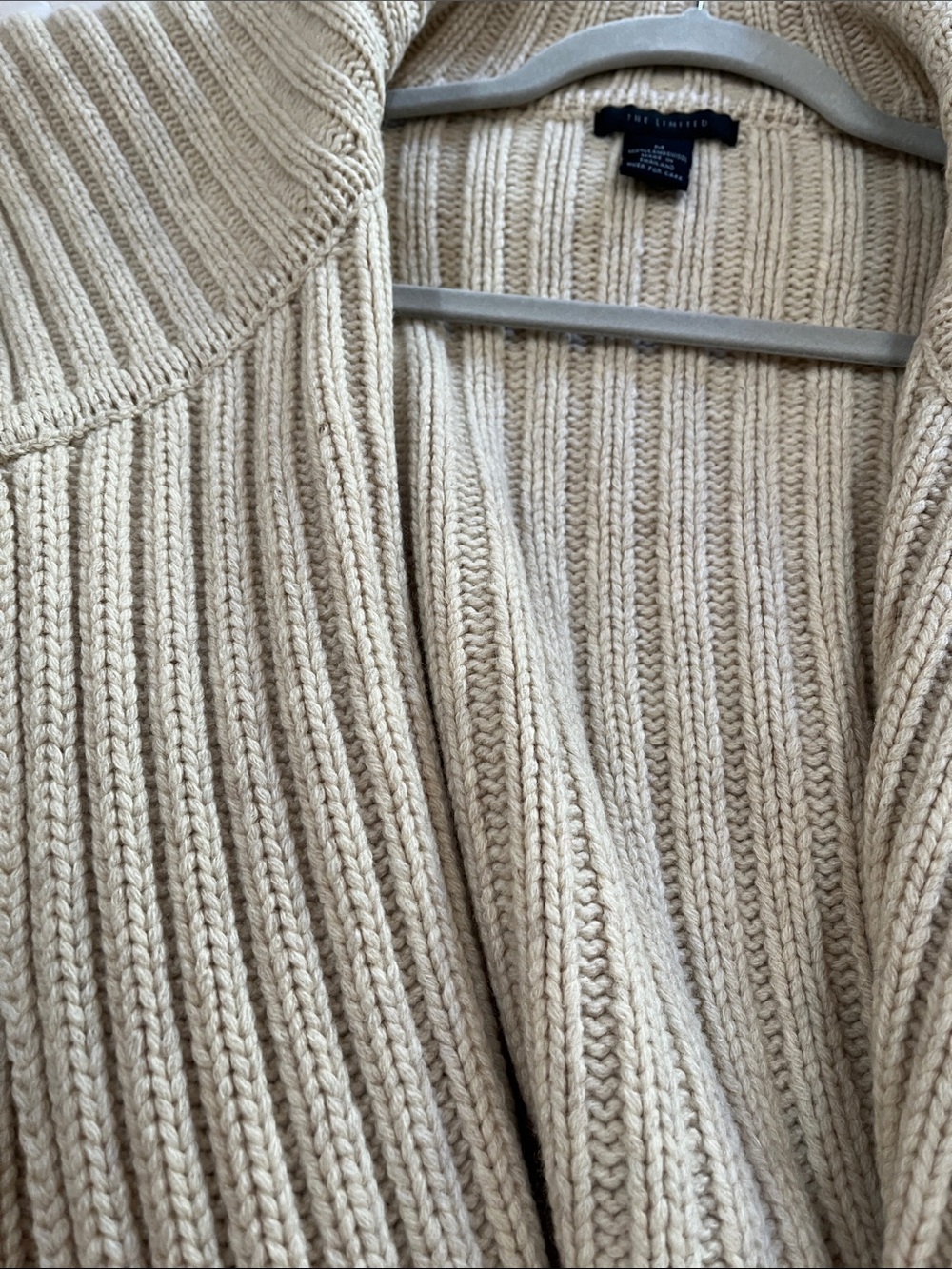 The Limited wide collar a tie-front belt 100% Lambswool Cardigan Sweater size M - Picture 4 of 6